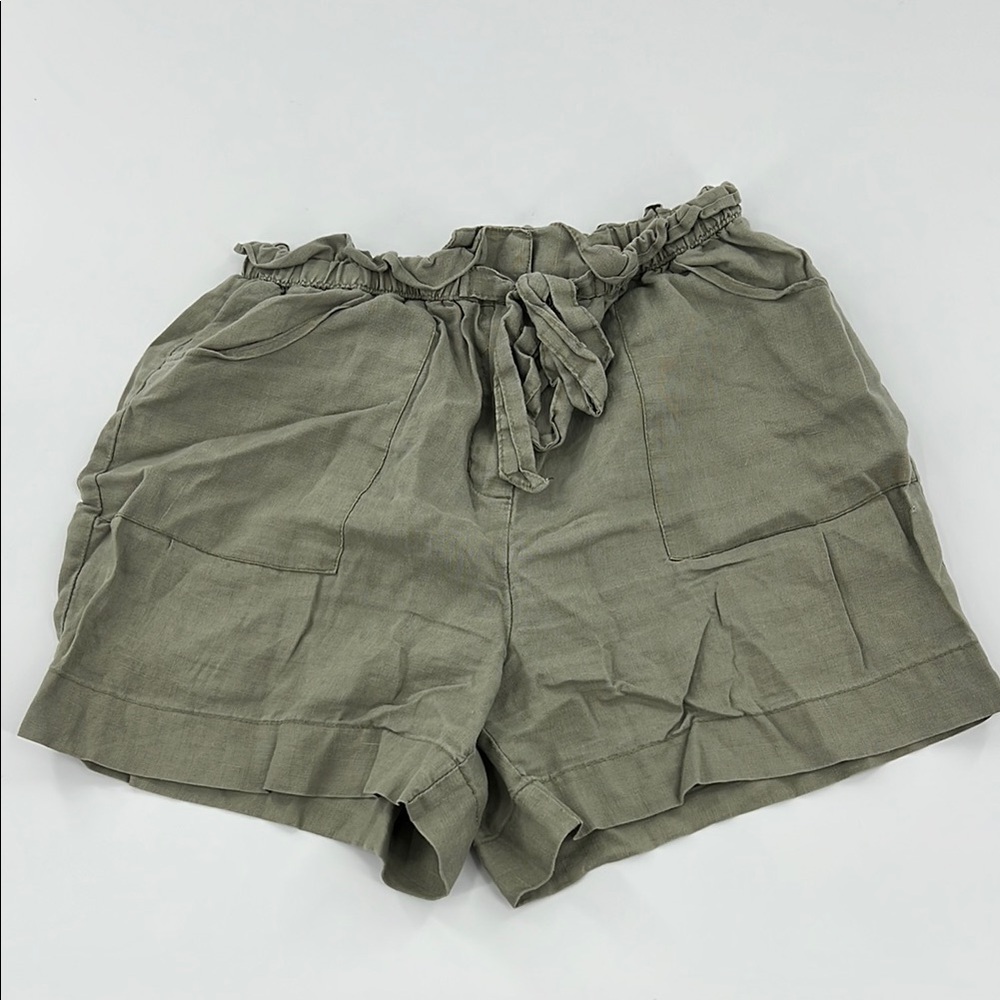 Willi Smith linen Women's Olive Green paper bag Shorts tomato girl‎ size 6